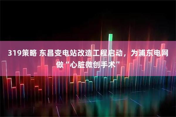 319策略 东昌变电站改造工程启动，为浦东电网做“心脏微创手术”